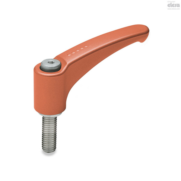 Elesa Stainless steel clamping element, threaded screw, ERM.95 SST-p-M10x20-C2 ERM-SST-p